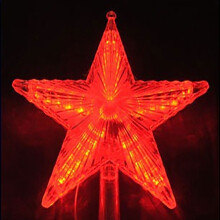 9 Inch Lighted LED Star Tree Topper, Color Changing Xmas Tree Lights, Battery Operated, Red, Compatible with Christmas Tree Decorations Indoor Home