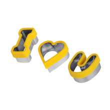 3 stuks 'I Love U' sandwichvormpjes, voedselveilig, herbruikbaar, antislip, hittebestendig roestvrijstalen uitstekers voor koekjes en groenten,