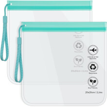 Neceser transparente de viaje de 20x20 cm, bolsas para líquidos aprobadas por la TSA para la seguridad del aeropuerto, 2 unidades, color verde