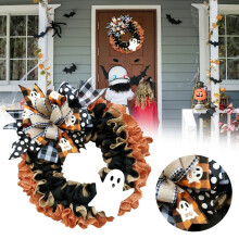 Kiárusítás! Halloween dekorációs koszorú bejárati ajtóra/kültéri ablakkoszorú Halloween-barát koszorú átmérője 15,7 hüvelyk