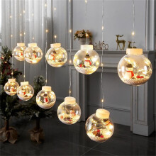 LED-Weihnachtskugel, 8 cm Durchmesser, transparent, mit Beeren- und Kiefernnadelmotiven, für drinnen und draußen geeignet, zum Aufhängen am