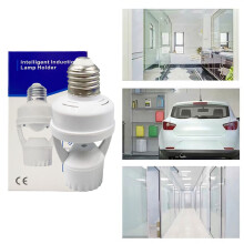 Gniazdo lampy z czujnikiem ruchu PIR, adapter E27, automatyczne włączanie/wyłączanie, regulowane, kompatybilne z garażem, piwnicą, spiżarnią