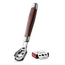 Wooden Handle Pedicure Callus Remover with 10 Replaceable Blades for Smooth Soft Feet