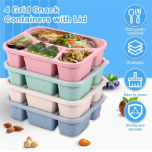 Asija Pastabehälter, 4er-Pack, Kinder-Snackbehälter mit Deckel, 4 Fächer, Bento-Snackbox, stapelbar, Lunch-Snackbehälter