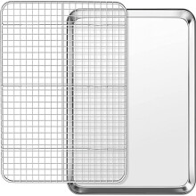 Plaque de cuisson Happon avec grille de refroidissement (1 plaque + 1 grille), 23,4 x 17,3 cm, acier inoxydable, non toxique, robuste, compatible