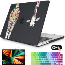 2021 Nieuwste hoes voor MacBook Pro 16 inch A2485, matte kleurrijke giraffe soft touch laptop harde hoes