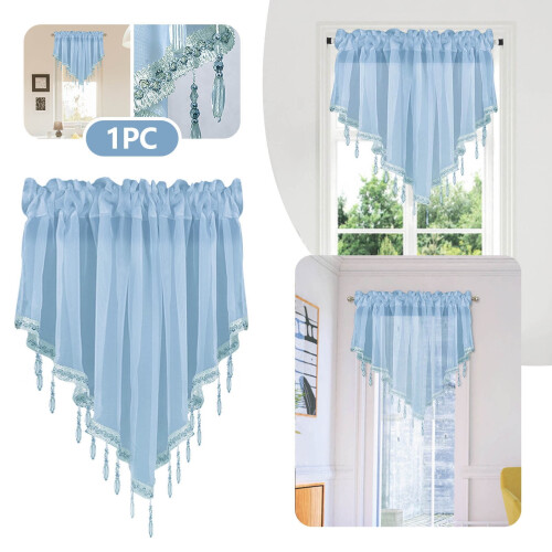 Cortinas Begine Clearance Azul Celeste, Bandôs Triangulares, Cortinas para Cozinha (5124 polegadas) A, Cortinas, 1 peça 1