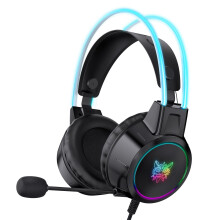 Casque gaming ONIKUMA X15Pro avec micro, prise jack 3,5 mm, léger, cadre en aluminium RGB, son surround, compatible PS4, PS5 et Xbox One (adaptateur