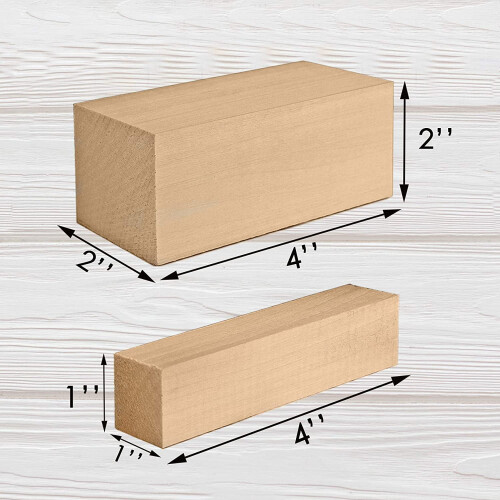 Lot de 5 blocs de bois à sculpter, en tilleul. 1