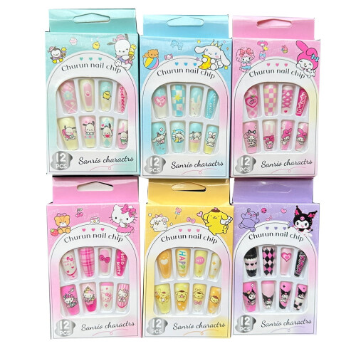 Sanrioed72PCS Hello Kitty Ψεύτικα Νύχια Kawaii Πλήρης Κάλυψη Πιέζοντας σε Ψεύτικα Νύχια