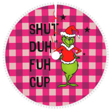 Weihnachtsbaumdecke „Der Grinch“ mit Pompon-Borte, Weihnachts- und Silvesterdekoration, 36 Stück