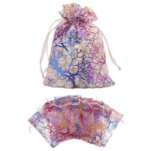 3X4 4X6 5X7 tuumaa korallinvärisiä organza-lahjapusseja hääjuhliin koruihin karkkipussiin pinkkiin