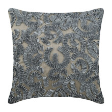 Clúdach Pillow24x24Liath, Shams Liath Déanta le Déanamh, Dearadh Scrolla Ribín, Shams Pillow Síoda Cearnógacha 60x60cm, Stíl Teibí