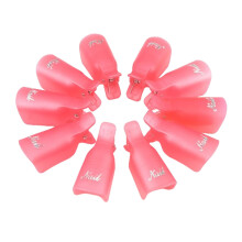 10PCS Nail Polish Remover Clips Gel Nail Soak Off Caps Reusable Pink Salon Quality Tools