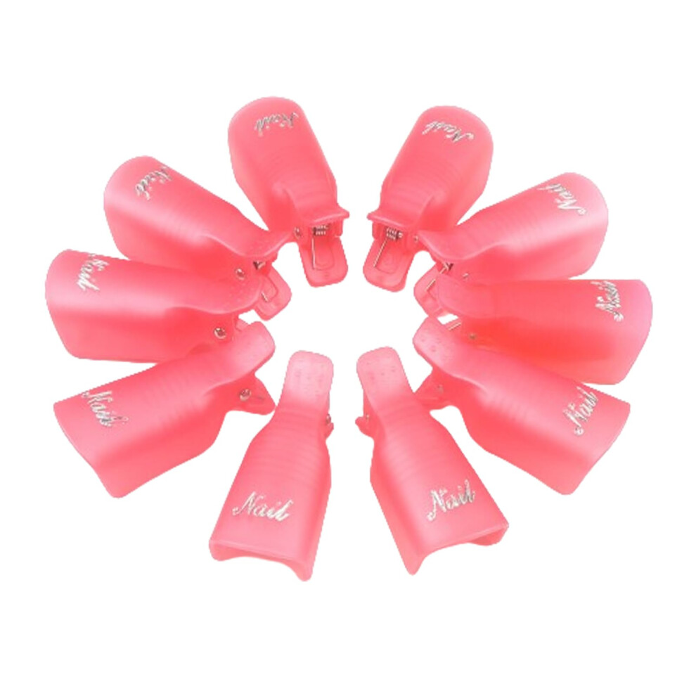 10PCS Nail Polish Remover Clips Gel Nail Soak Off Caps Reusable Pink Salon Quality Tools