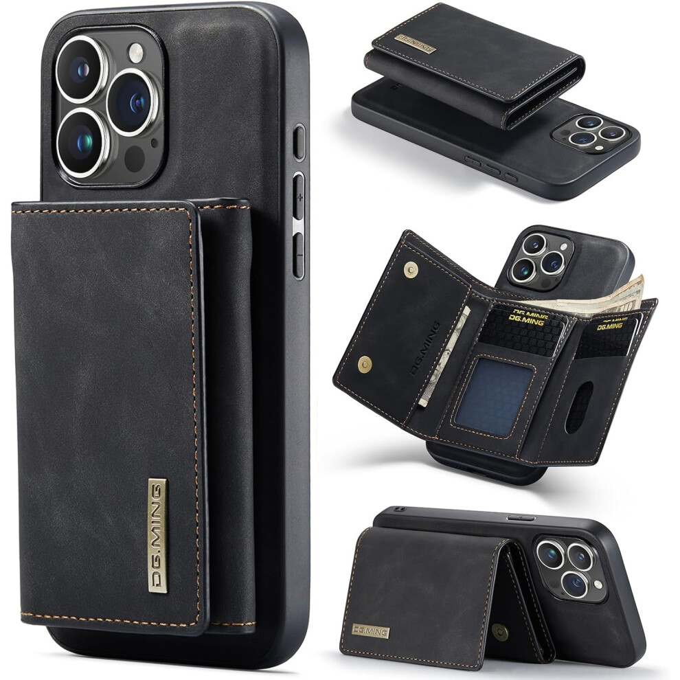 2 In 1 Wallet Case Compatible With Iphone 15 Pro, Dg.ming Retro Leather Magnetic Detachable Trifold Case With Cash & Card Slots 9110895202500