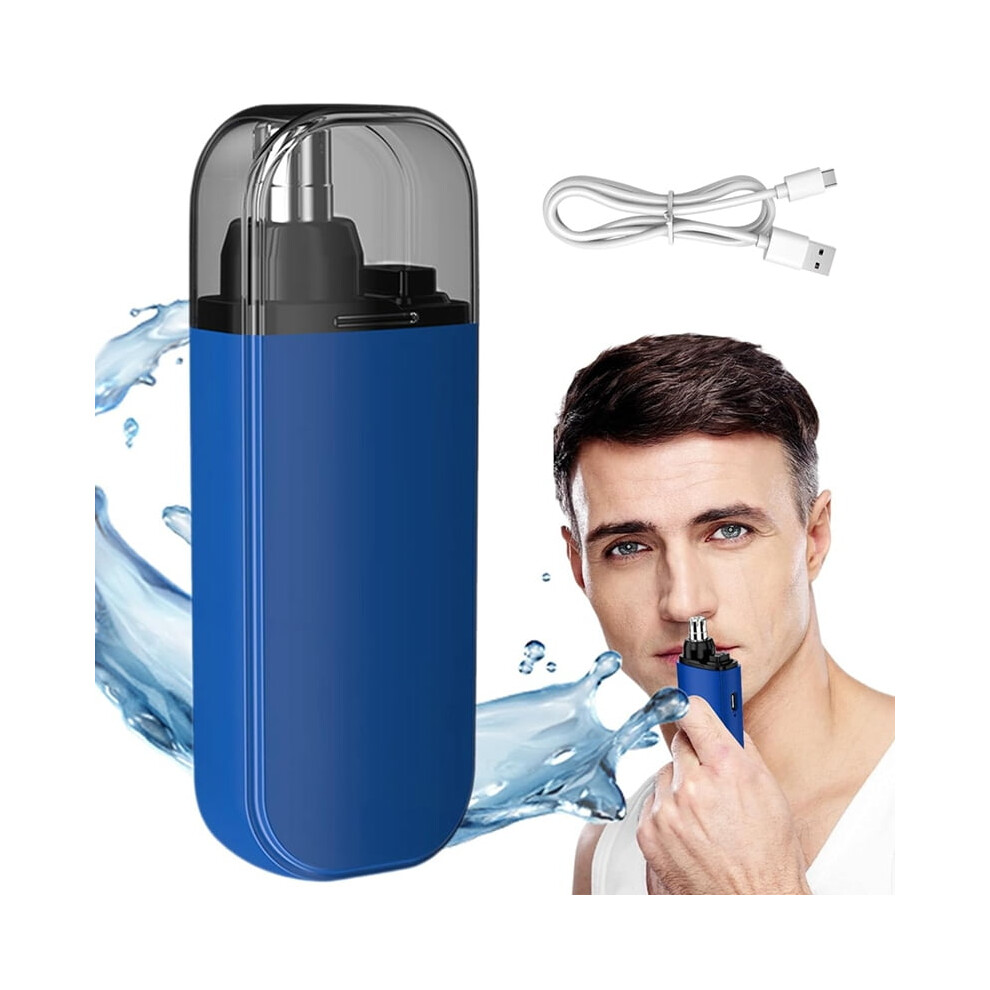 Nose Hair Trimmer 2 in 1 Nasal Hair Cutter Electric Portable Nose Trimmer Rechargeable with Dust Protection Cap Blue