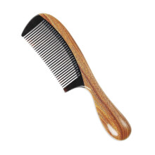 Buffalo Horn Hair Comb with Sandalwood Handle, AntiStatic Fine Tooth for Women and Men