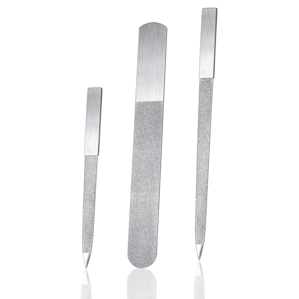 Sapphire Nail File Metal Nail Files Stainless Steel Double Side Manicure Tool Fine Grit Finish Remove Rough Edges Ergonomic Handle Nail Care Kit For