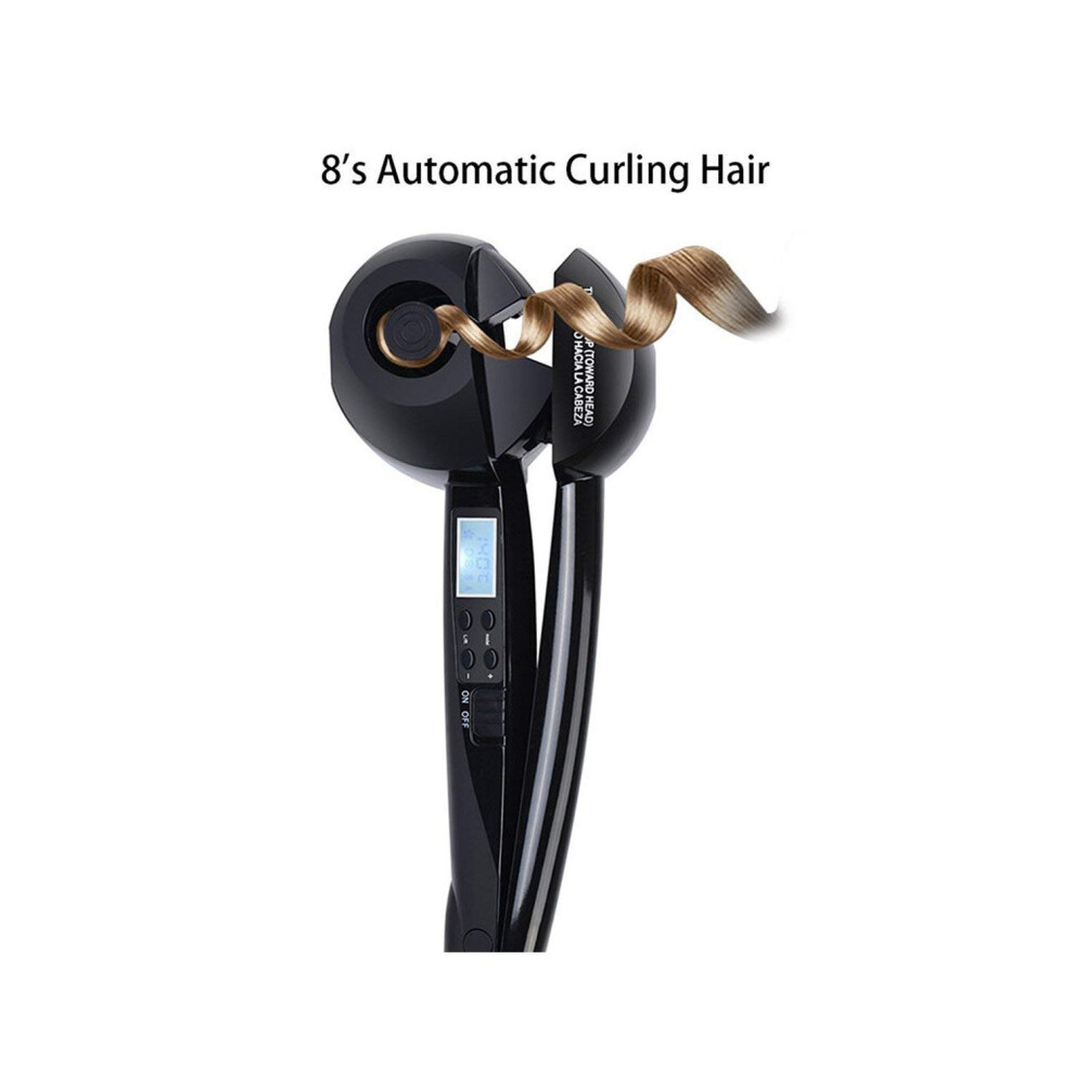 Black Automatic Lcd Tourmaline Ceramic Hair Curler With Digital Temperature Control, 16Â20Mm Barrel,