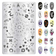 Constellation Nail Stamping Plate Flower and Leaf Nail Art Stencil Durable Stainless Steel 1pc