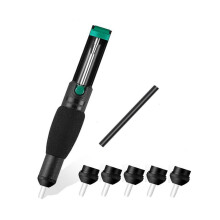Double Ring Desoldering Suction Pump Plastic Powerful Solder Suction Vacuum Sucker Desolder with Extra 5 Nozzles