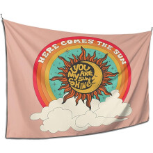 Hippi-seinävaate, 70-luvun retro-sateenkaaren auringonpaisteen pilvet, "You Are My Sunshine", 60x80 tuuman paksu kangas, esteettinen tausta
