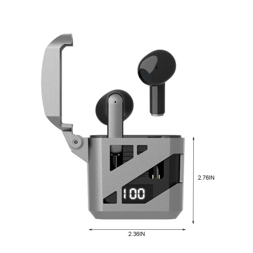 Μίνι ελαφριά ασύρματα ακουστικά Bluetooth5.3 με μικρόφωνο, θήκη φόρτισης με οθόνη, 2