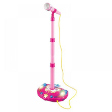 Microfone de karaokê infantil flexível com luzes LED, permite cantar junto com a música, palco com luzes piscantes e função de conexão com o