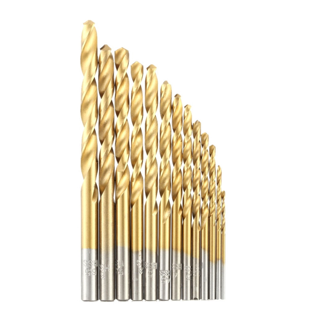 13Pcs/Set Hss Plating Titanium Drill Bit Set Metric System 1.5-6.5Mm Woodworking Wood Metal Drilling Tool 9164030799639