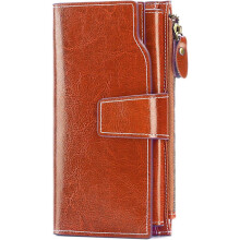 Portefeuille rétro marron pour femme en cuir grande capacité