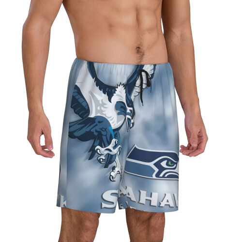 SEA_Seahawks Ανδρικό Παντελόνι Κοντής Πιτζάμας με Αθλητικό Κοντό Μανίκι με το Λογότυπο 1