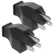 2 stk. elektrisk støpsel med rett blad, vinkelplugg, 15A, 125V, skjøteledning
