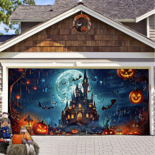 Jacenvly Διακοσμήσεις για το Halloween, Κρεμαστό ύφασμα για φόντο γκαράζ εξωτερικού 1