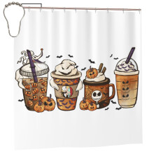 Sprchový závěs Noční můra před Vánoci a zombie nevěsta Jack 72x72 palců, vodotěsný, s 12 háčky, halloweenská dekorace do koupelny