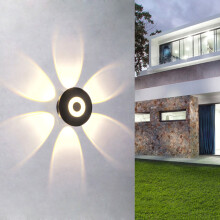 Hwuxmo LED-Außenwandleuchte, Rundumbeleuchtung für Villa, Flur, Innen- und Außenbereich (Festverdrahtung), Sonderangebot, Schwarz