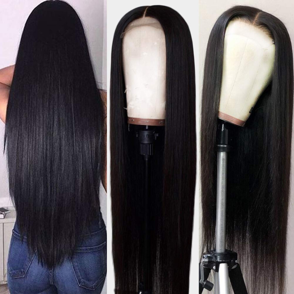 Unisex Human Hair Lace Front Wig 13X4 Brazilian Straight Bob Wig 10 Inch Pre Plucked Bleached Knots