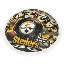 Steelers kerstboomrok met franjes, passend bij NFL-decoratie, zacht en levendig, eenvoudig te installeren, ideaal cadeau voor sportfans (76 x 91 x