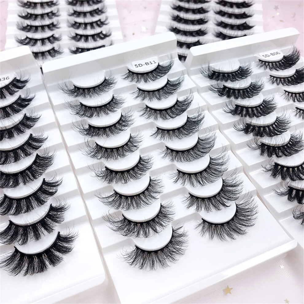 Hesroicy 8 Pairs False Eyelashes No Residue 3D Curly Effect Silky Surface Extension Makeup Handmade Full Strip Eyelash for Beauty