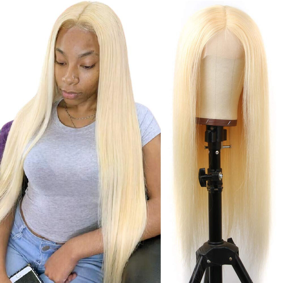 613 Blonde Brazilian Straight Lace Front Wig 13x1 Human Hair with Baby Hair 14inch Natural Hairline