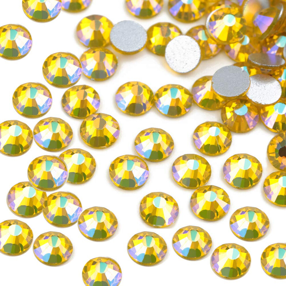 Nail Art Rhinestones Crystal AB Flatback Glass Gems for 3D Decorations SS4 Citrine AB