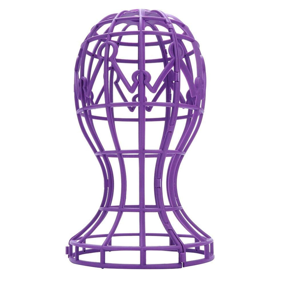 Unisex Purple Foldable Wig Stand Abs Lightweight Holder For Washing Drying And Styling