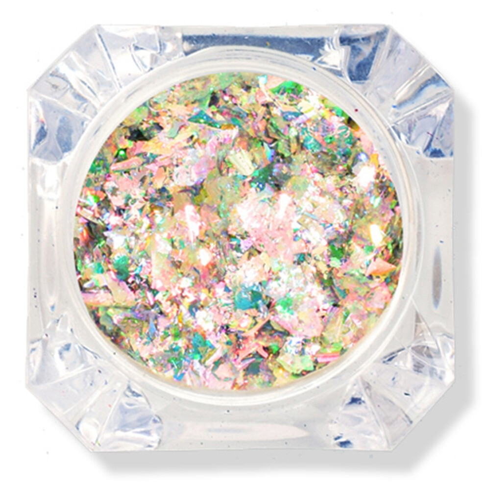 Chameleon Flakes for Artistic Nail Designs, Holographic Glitter with Sparkly Pigment Powder for DIY Manicure, Iridescent Nail Powder with Reflective