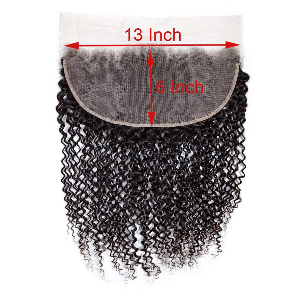 Unisex Black Human Hair Lace Front Wig 13X6 Frontal Mongolian Virgin Kinky Curly 18 Inch Dyefriendly