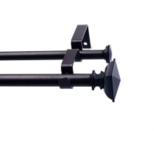 Tringle à rideaux double télescopique carrée de 24 à 48 po / 48 à 84 po / 84 à 120 po de diamètre, pour la maison, le bureau, la salle de bain