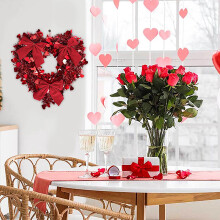 Guirlanda de Corações Romântica para o Dia dos Namorados, Decoração Suspensa para Festa com Tema de Pêssego e Amor (Faça Você Mesmo)