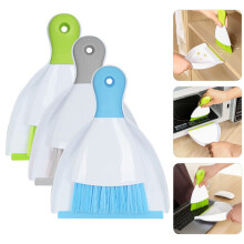 SUSUchens 1 Set Small Broom & Dustpan Kit, Mini Handheld Multi-functional Cleaning Tool for Desktop, Sofa, Kitchen, Keyboard - Blue