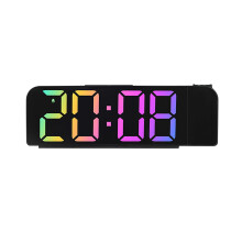 VALSEEL wekker voor de slaapkamer, digitale projectieklok met kleurrijke LED, 12/24-uurs weergave, snooze-functie, spiegeldisplay