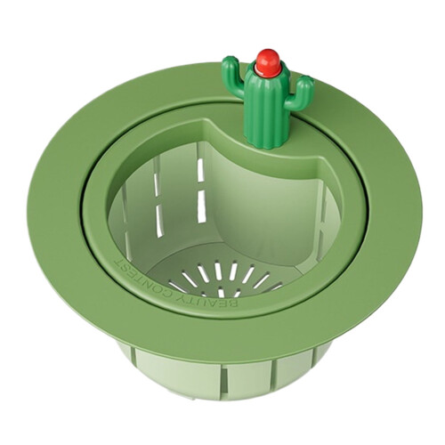Quinlirra 2Pcs Cactus Kitchen Sink Strainer, Automatic Dumping Basket, Multi-Functional Draining Filter Net with Lifting Handle, Compatible with