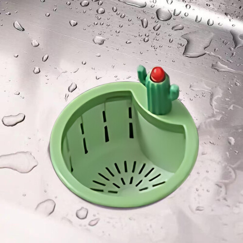Quinlirra 2Pcs Cactus Kitchen Sink Strainer, Automatic Dumping Basket, Multi-Functional Draining Filter Net with Lifting Handle, Compatible with 1